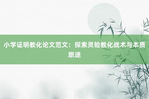 小学证明教化论文范文：探索灵验教化战术与本质旅途